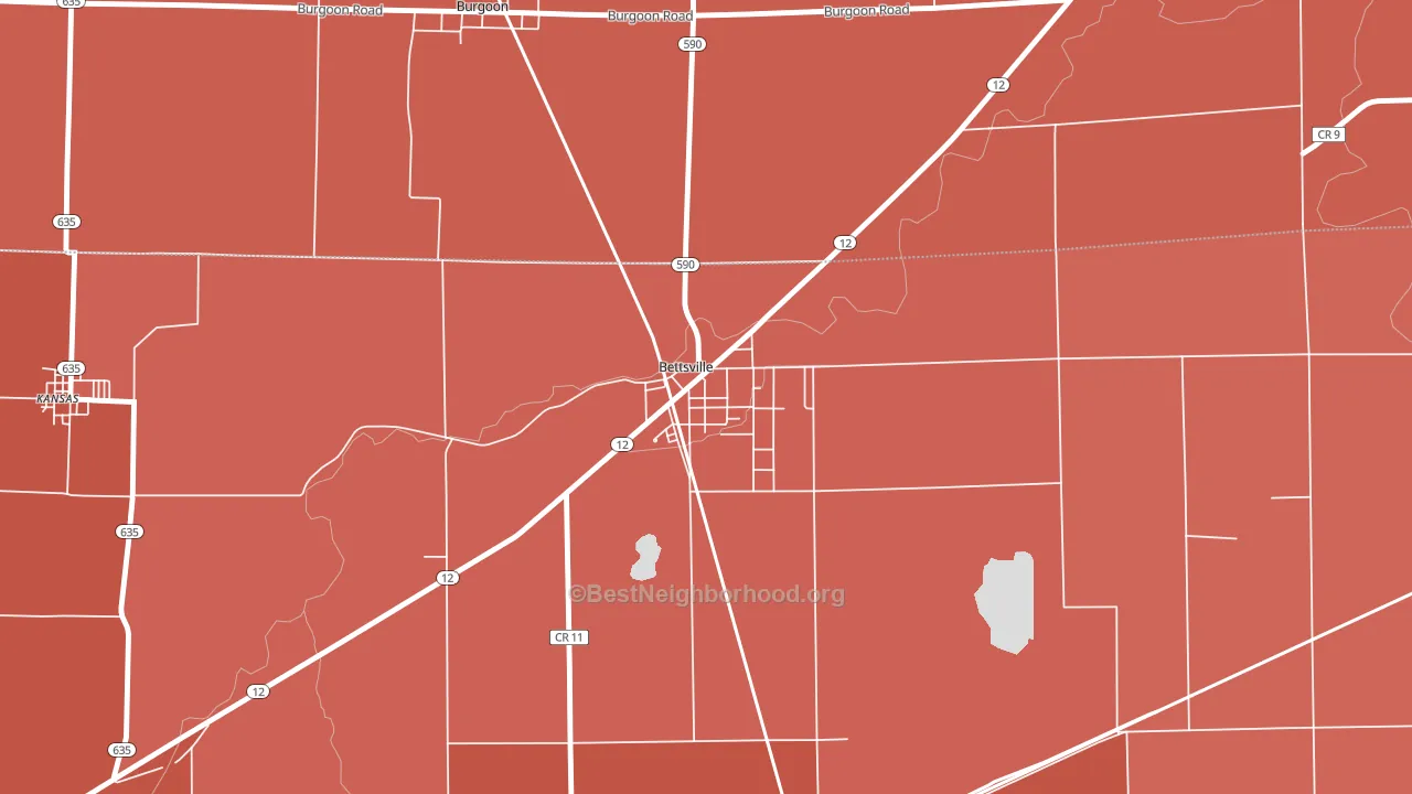 44815, OH block-group political-lean map