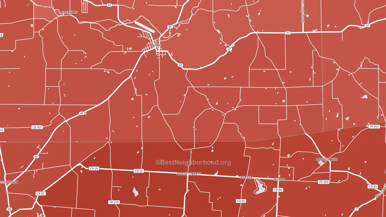 44822, OH block-group political-lean map