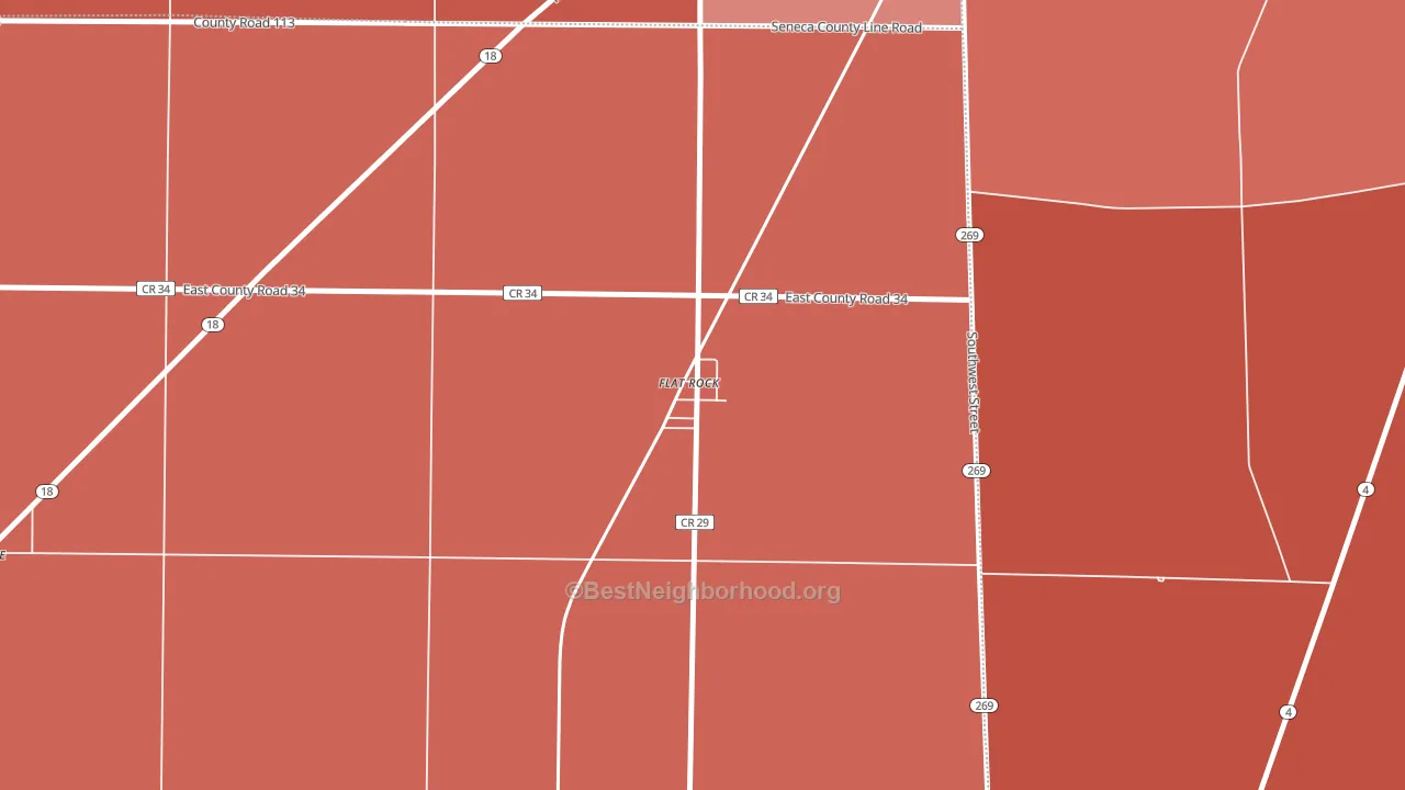 44828, OH block-group political-lean map