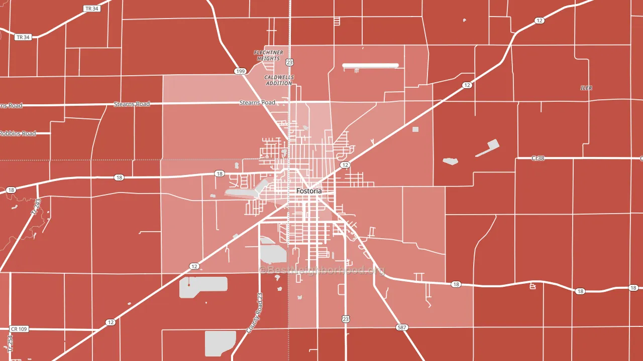 44830, OH block-group political-lean map