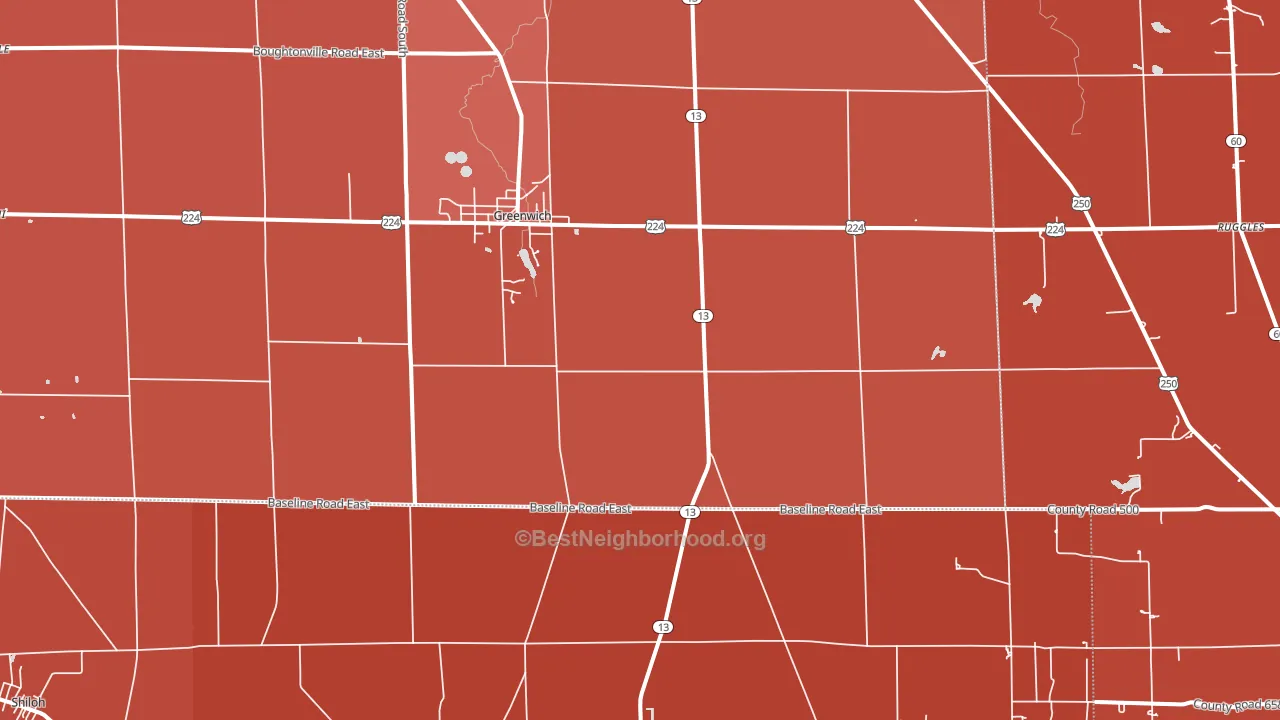 44837, OH block-group political-lean map