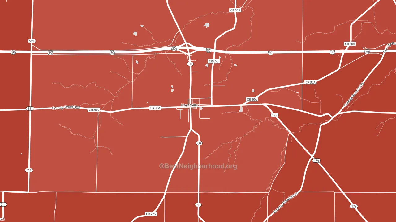 44838, OH block-group political-lean map