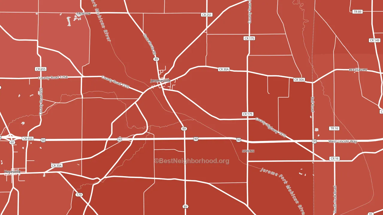 44840, OH block-group political-lean map
