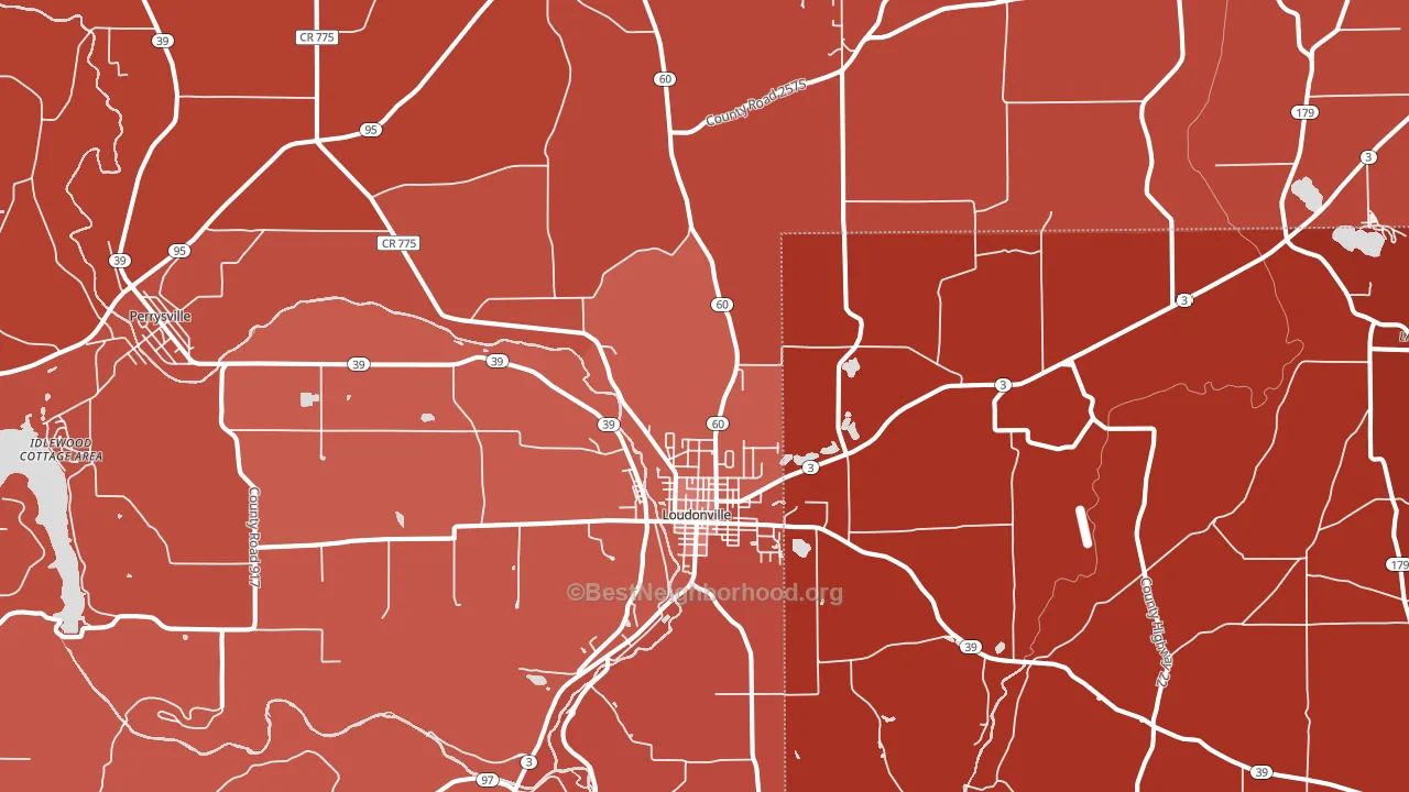 44842, OH block-group political-lean map