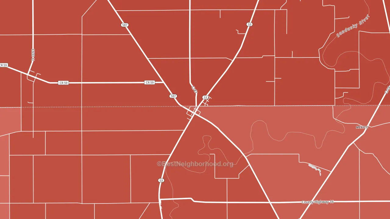 44844, OH block-group political-lean map