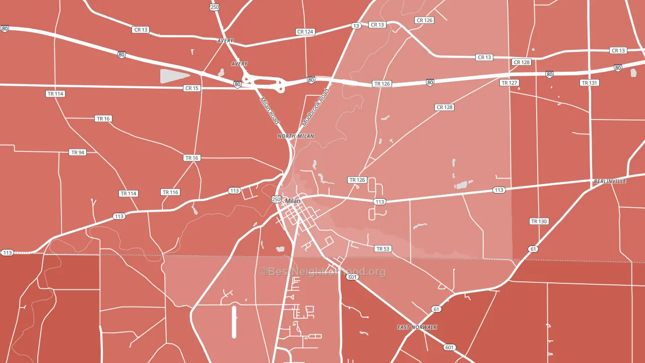 44846, OH block-group political-lean map