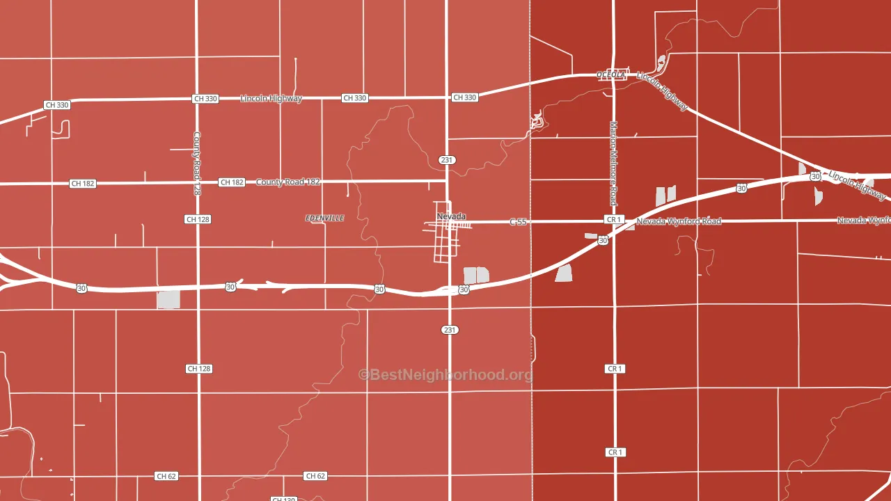 44849, OH block-group political-lean map