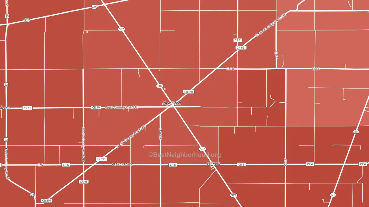 44853, OH block-group political-lean map