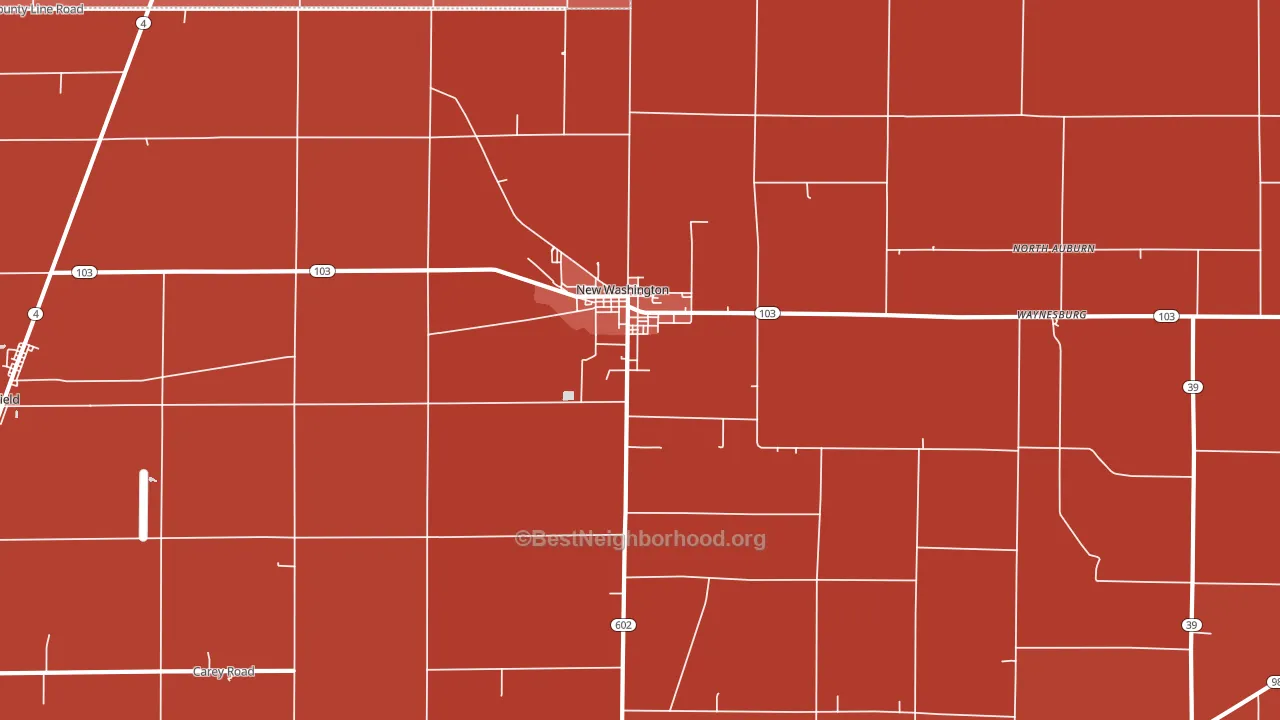 44854, OH block-group political-lean map