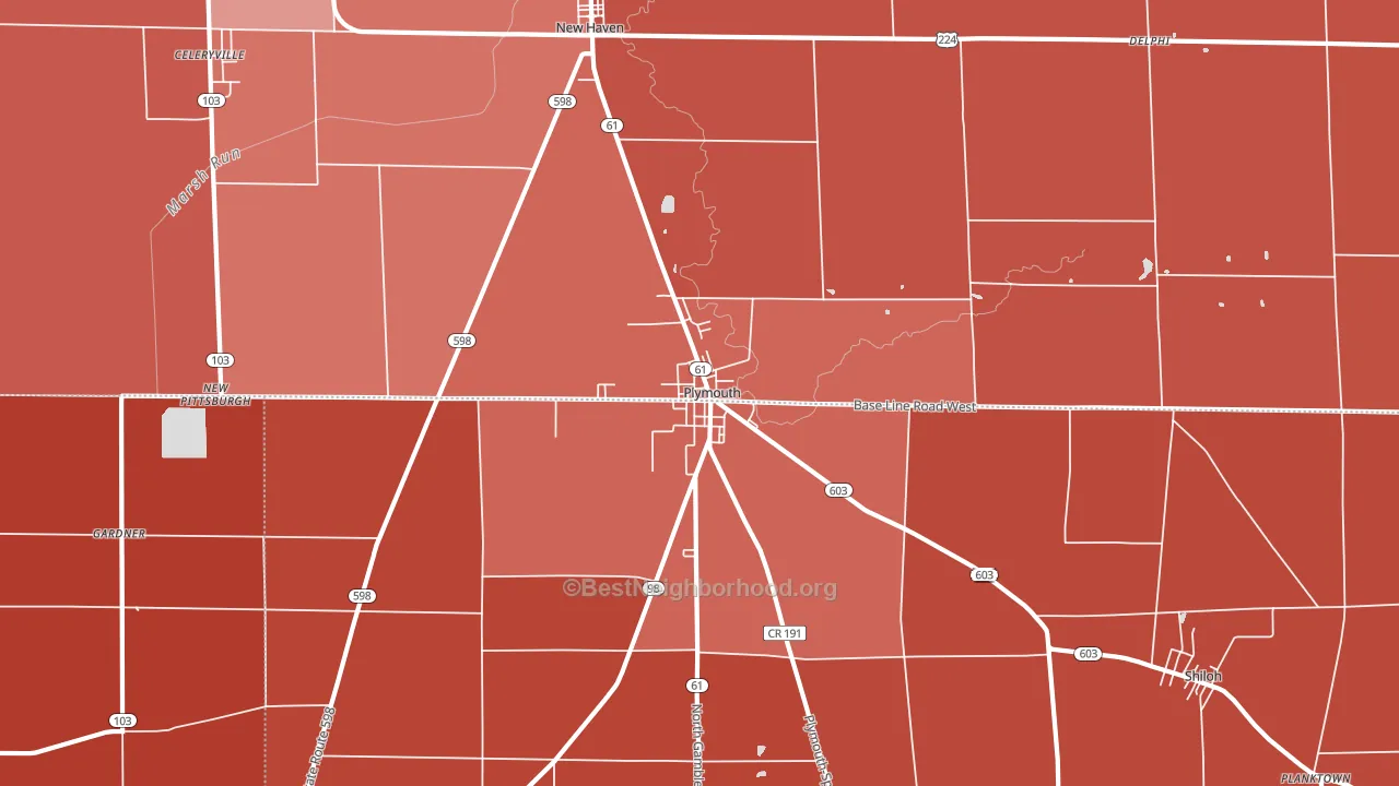 44865, OH block-group political-lean map