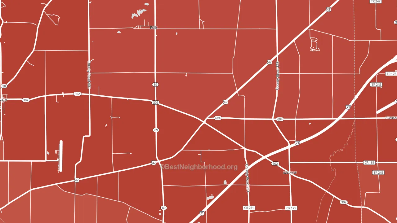 44866, OH block-group political-lean map