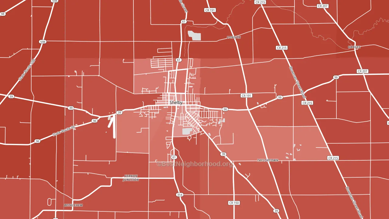 44875, OH block-group political-lean map