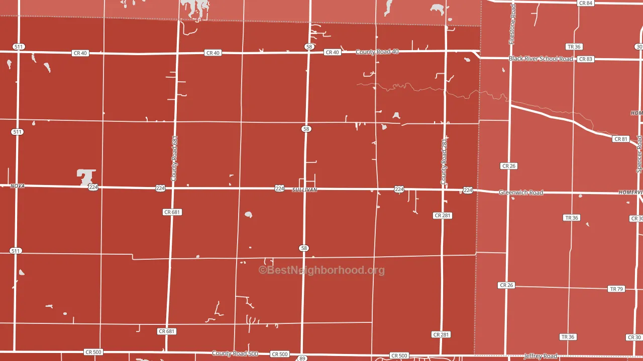 44880, OH block-group political-lean map
