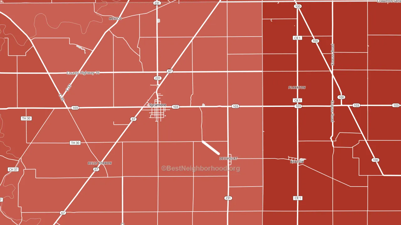 44882, OH block-group political-lean map