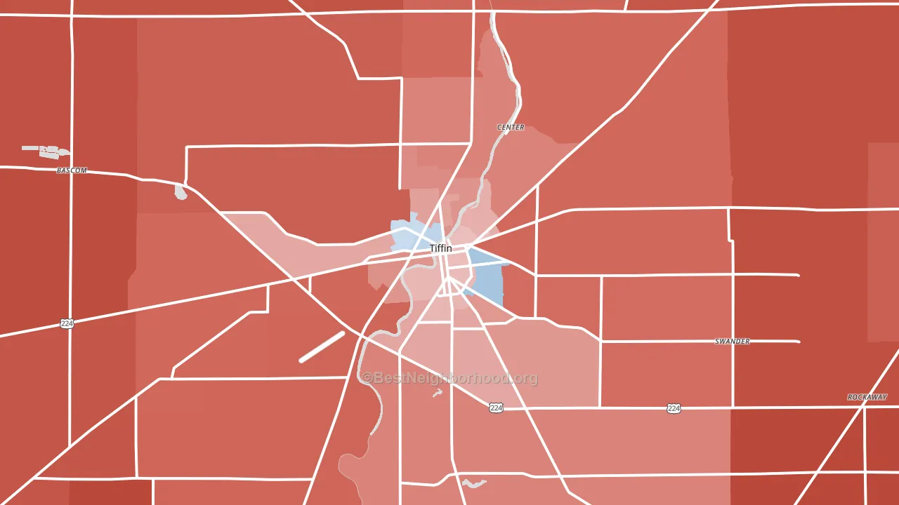 44883, OH block-group political-lean map