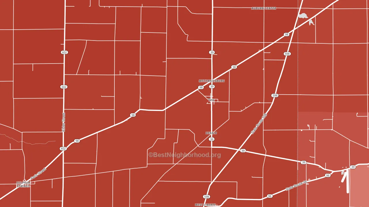 44887, OH block-group political-lean map