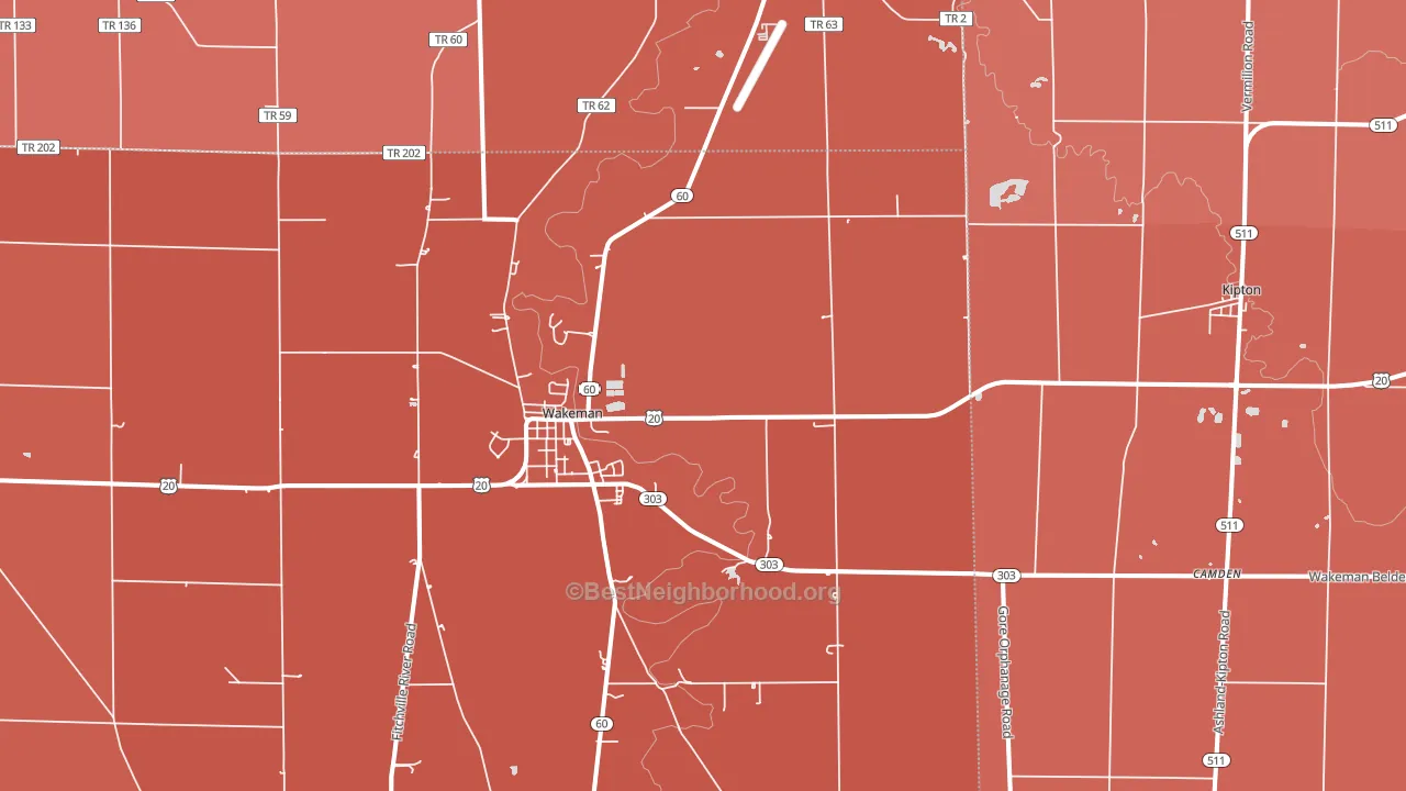 44889, OH block-group political-lean map