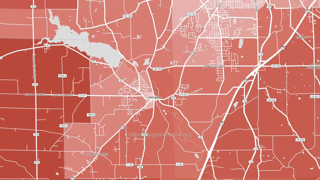 44904, OH block-group political-lean map