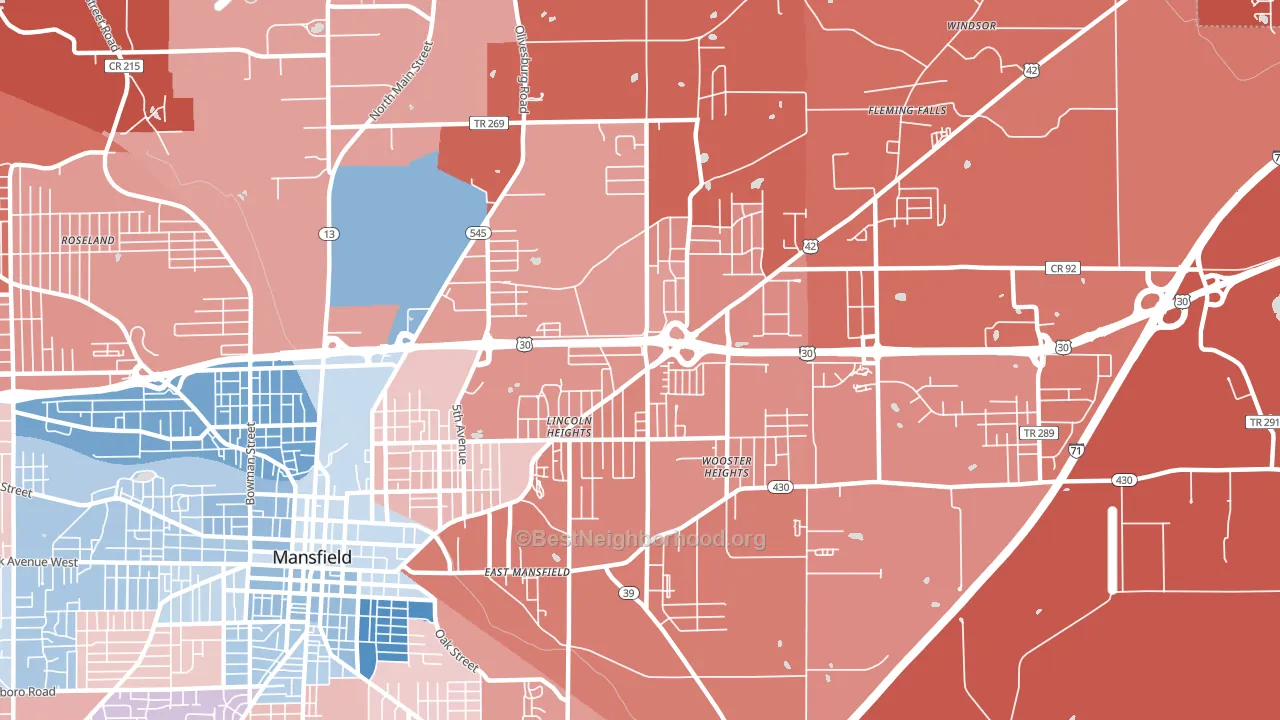 44905, OH block-group political-lean map