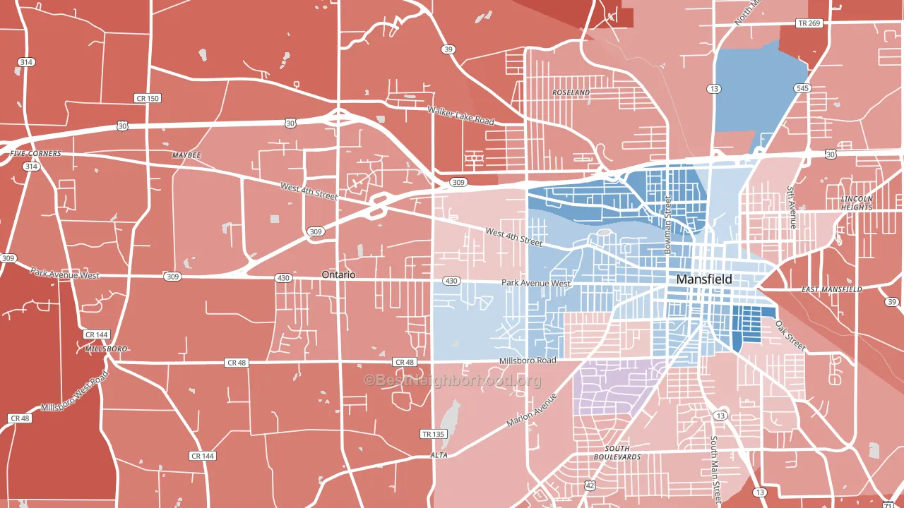 44906, OH block-group political-lean map