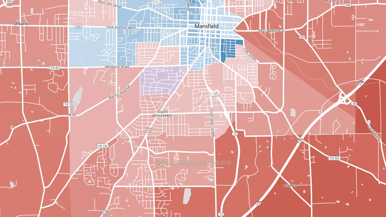 44907, OH block-group political-lean map