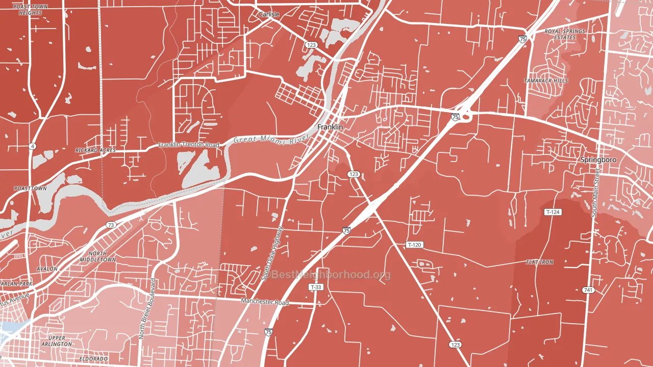 45005, OH block-group political-lean map