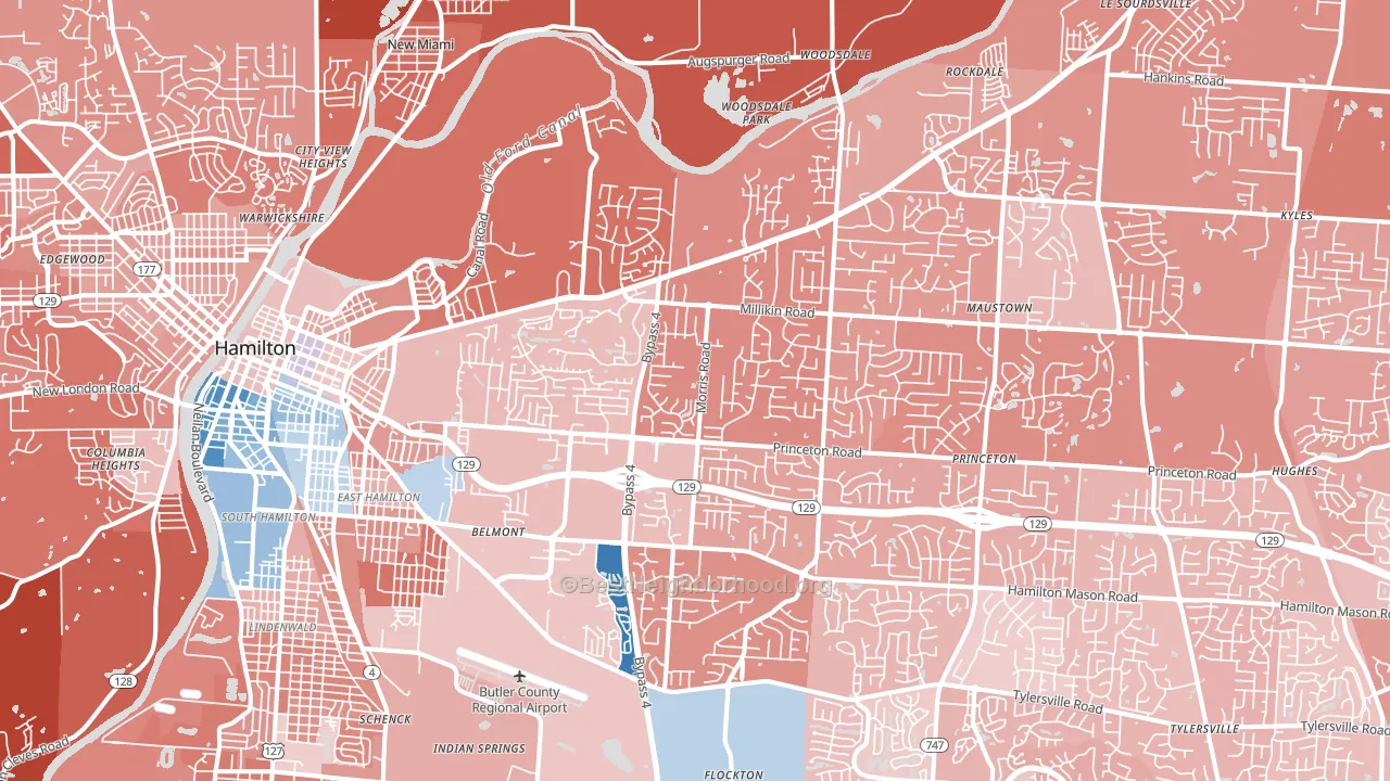 45011, OH block-group political-lean map