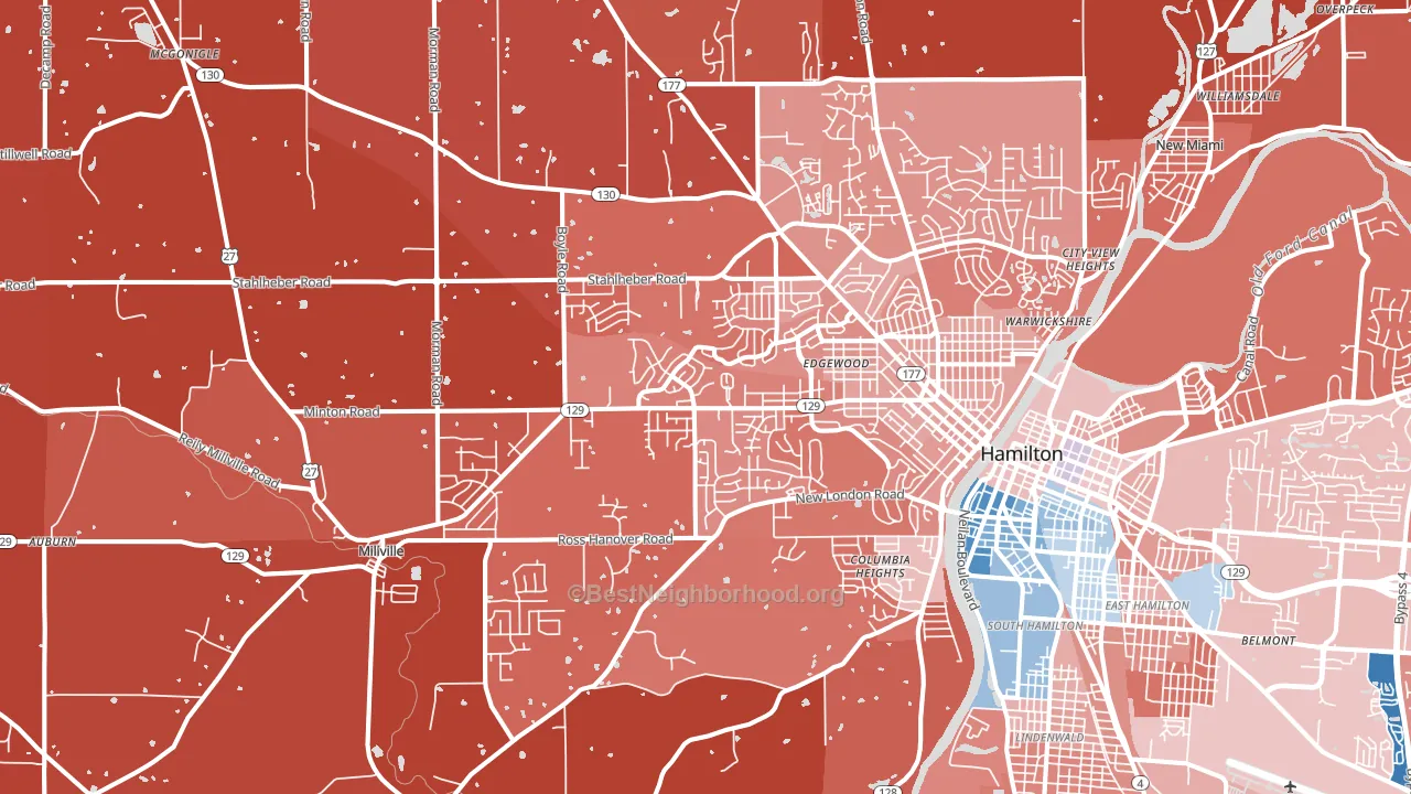 45013, OH block-group political-lean map