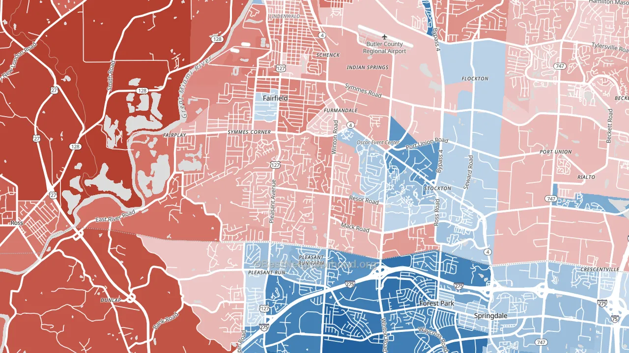 45014, OH block-group political-lean map