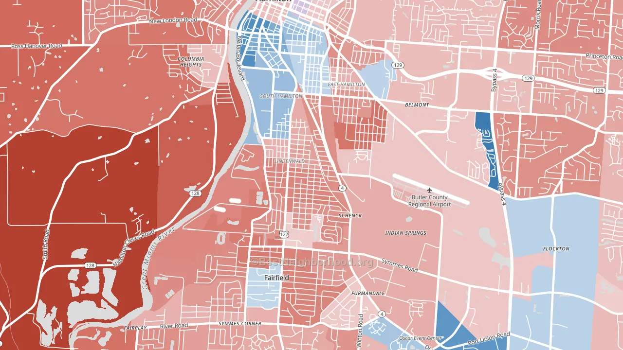 45015, OH block-group political-lean map