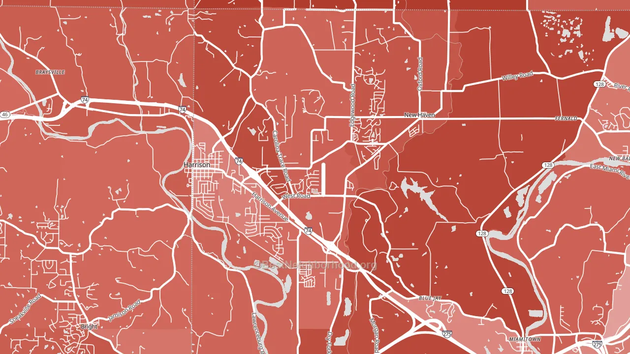 45030, OH block-group political-lean map