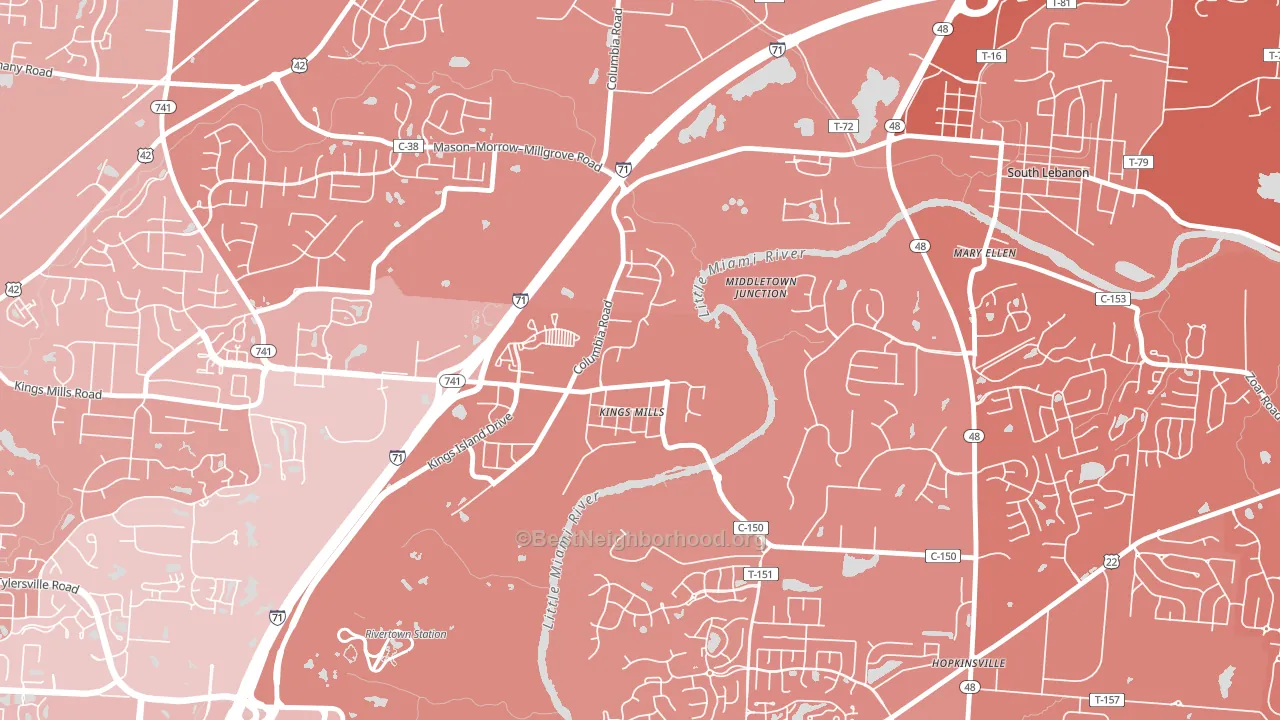 45034, OH block-group political-lean map