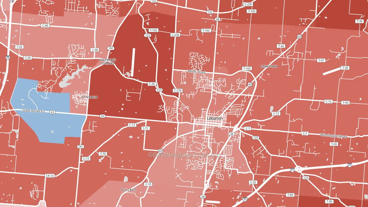 45036, OH block-group political-lean map