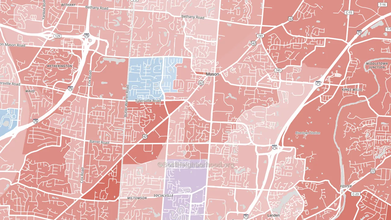 45040, OH block-group political-lean map