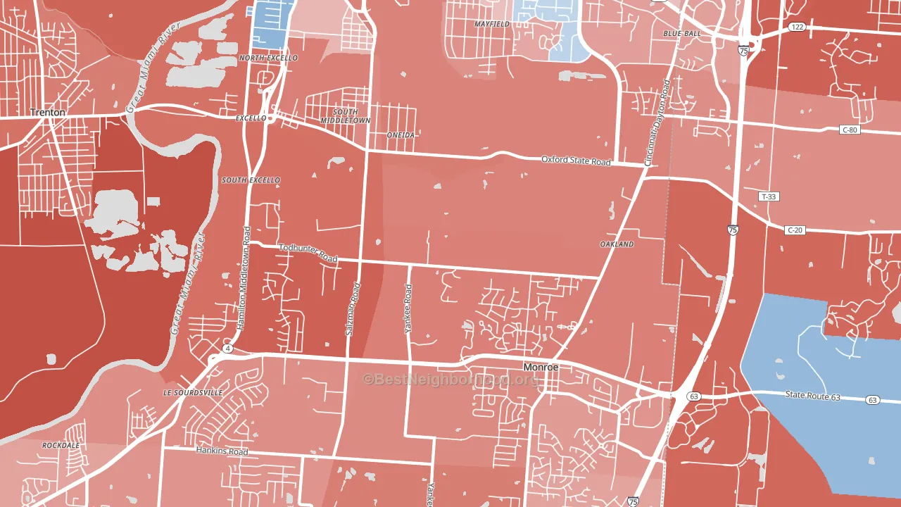 45044, OH block-group political-lean map