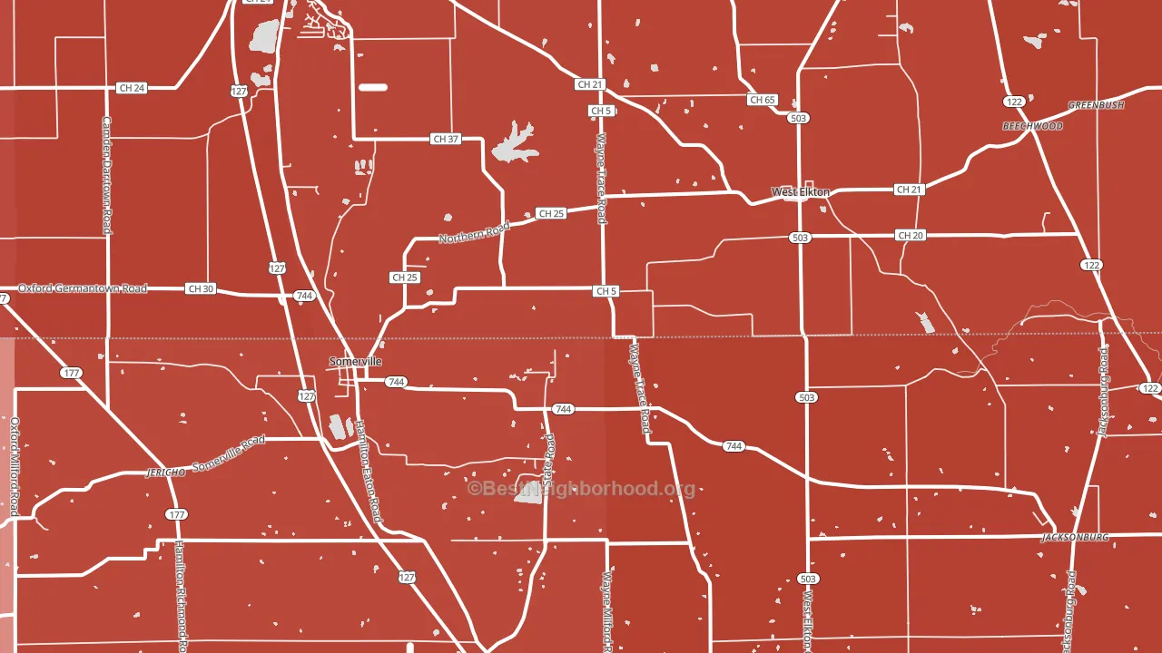 45064, OH block-group political-lean map