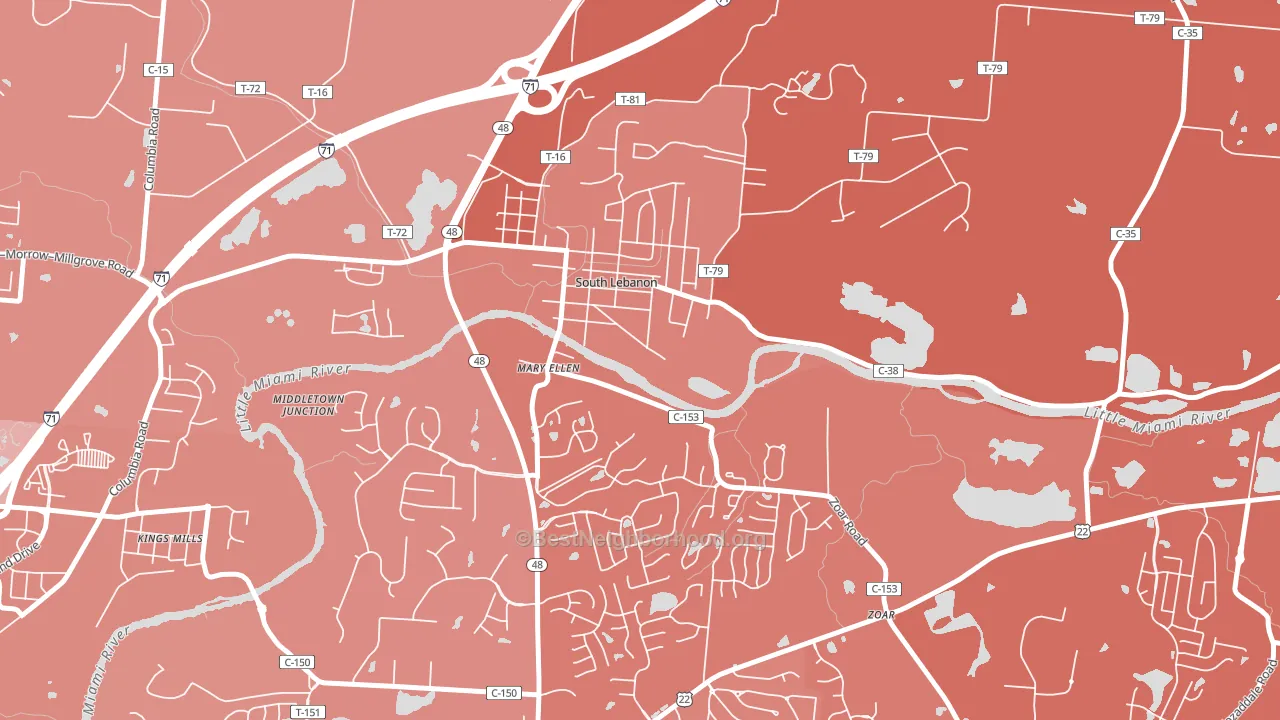 45065, OH block-group political-lean map