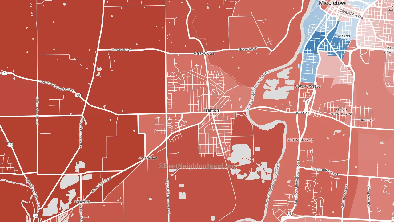 45067, OH block-group political-lean map