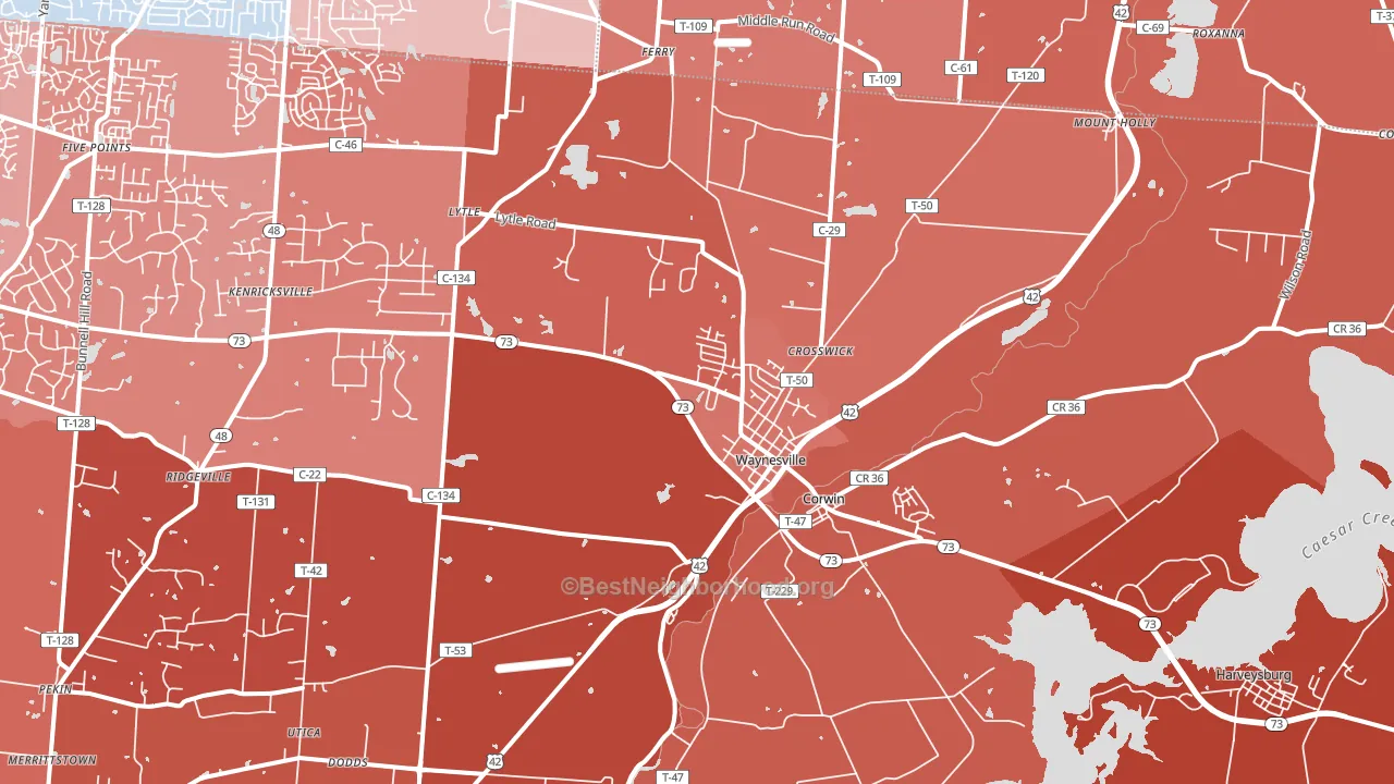45068, OH block-group political-lean map