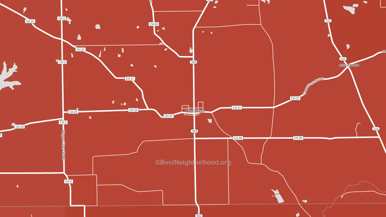 45070, OH block-group political-lean map