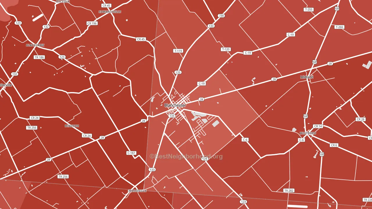 45107, OH block-group political-lean map