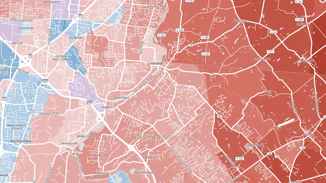 45140, OH block-group political-lean map