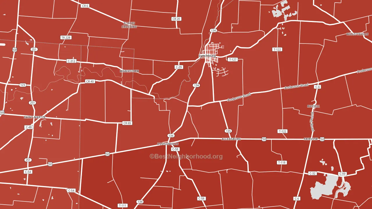 45142, OH block-group political-lean map