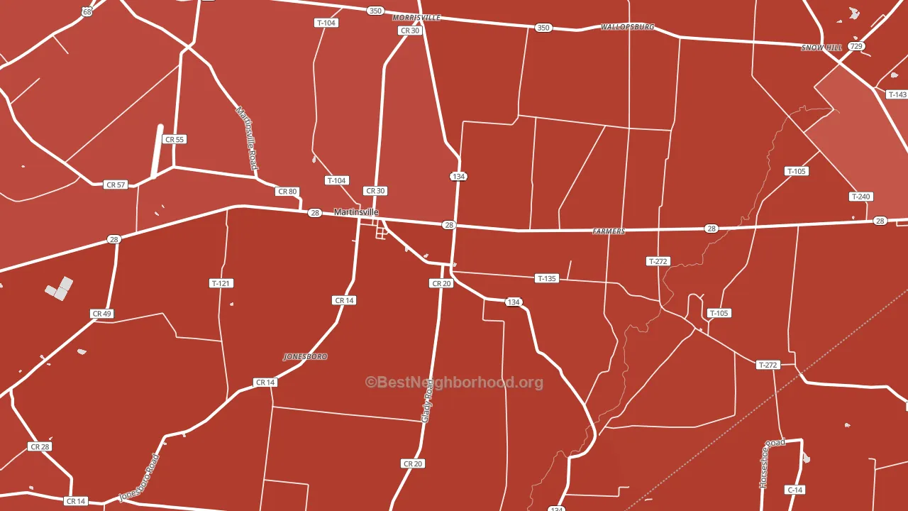 45146, OH block-group political-lean map