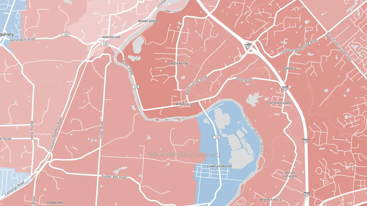 45147, OH block-group political-lean map