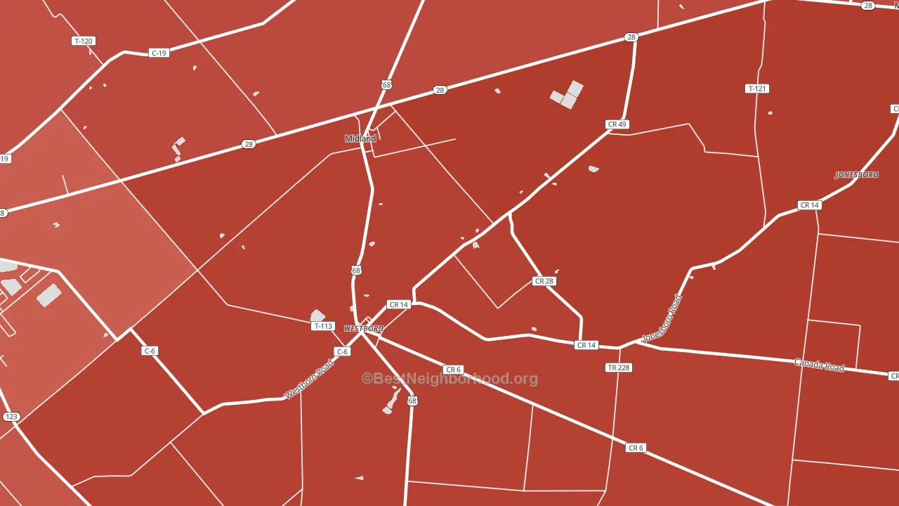 45148, OH block-group political-lean map