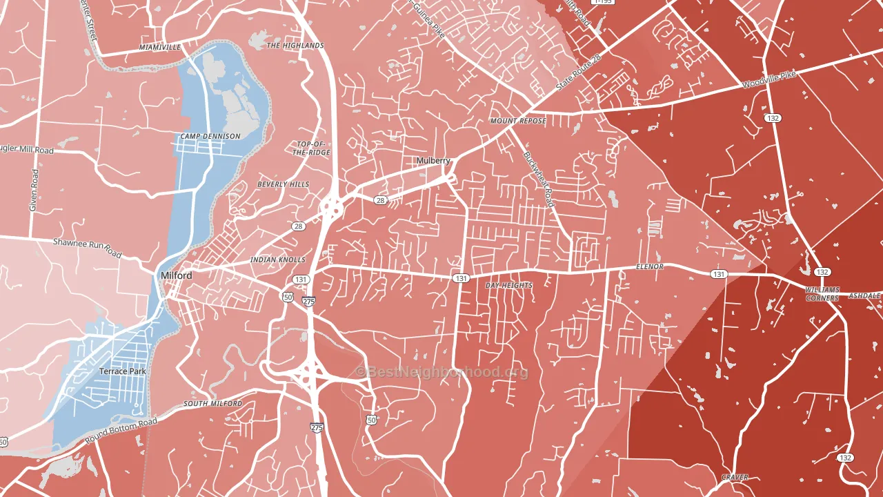 45150, OH block-group political-lean map