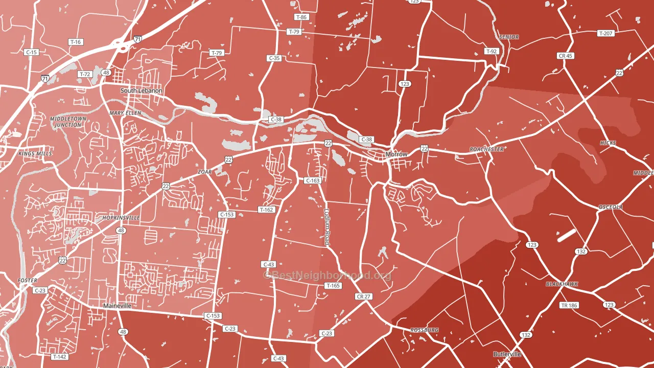 45152, OH block-group political-lean map