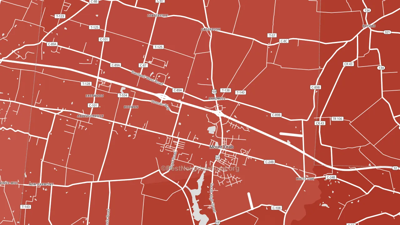 45154, OH block-group political-lean map