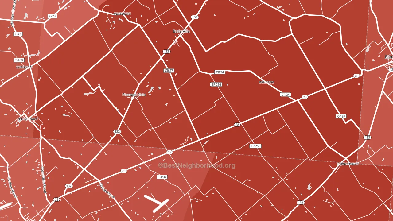 45162, OH block-group political-lean map